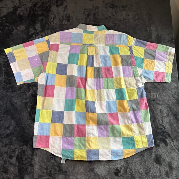 Vtg Orvis Mens XL‎ Patchwork Quilted Short Sleeve Button Up Shirt 100% Cotton - Picture 3 of 11